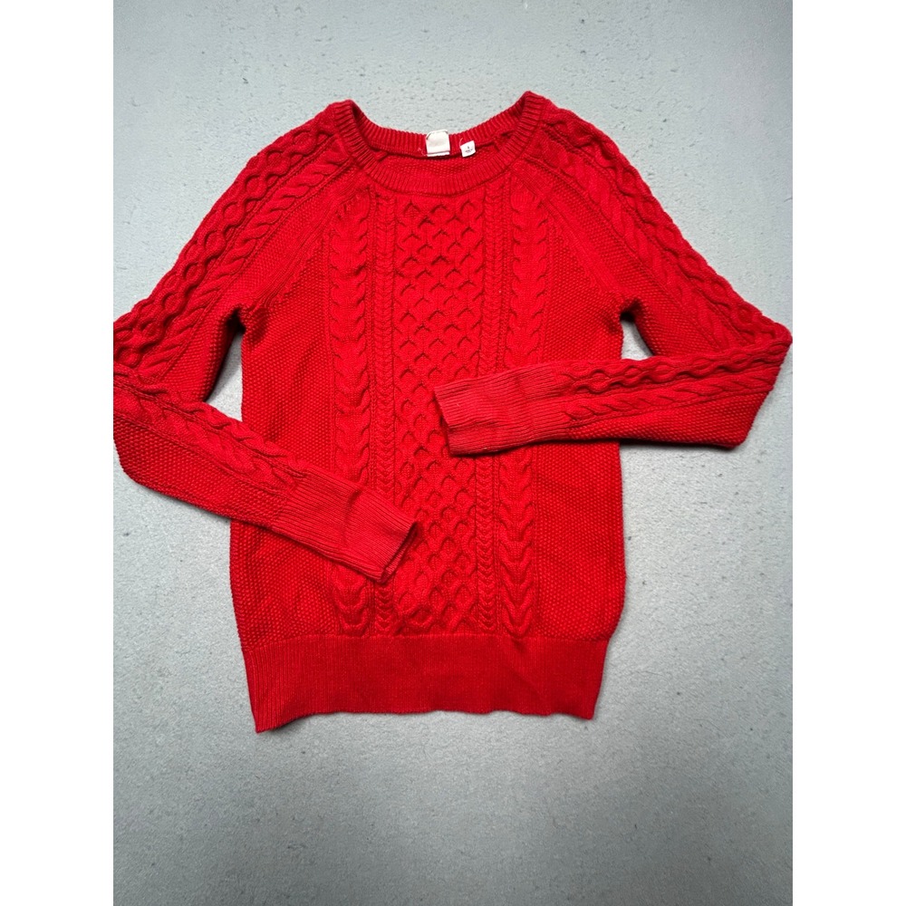Gap Sweater 100% Cotton Red Cable Knit Small Womens